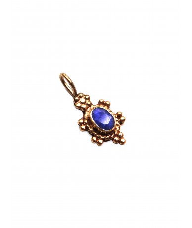 Sapphire Flower Granulated Bezel Pendant