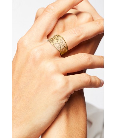 Vermeil filigree ring band gold french lace