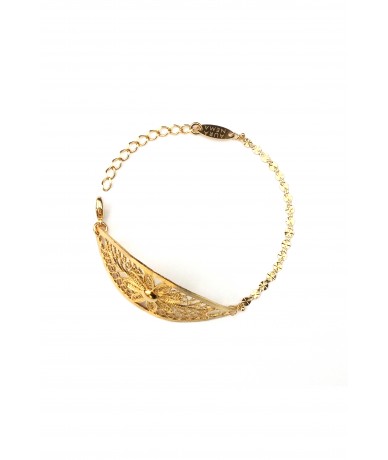 Bracelet plaqué or filigrané rosace fleur Paris