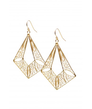 filigree diamond shape open work vermeil earrings